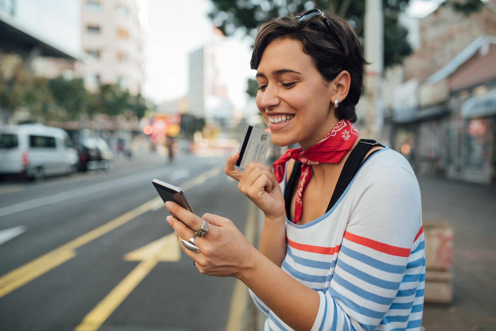 Beautiful woman with a credit card
